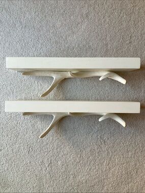 West Elm white antler shelves
